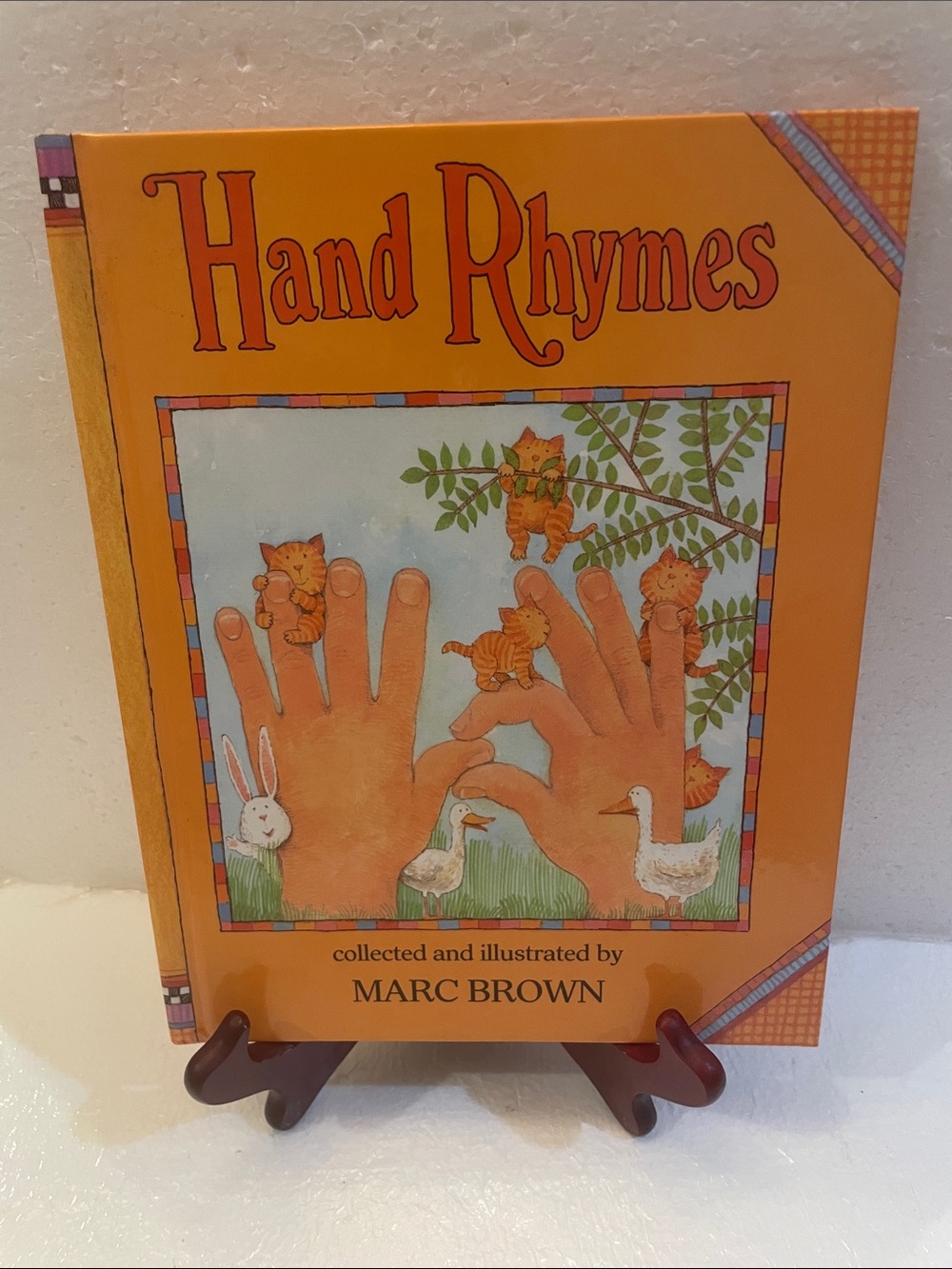 Hand Rhymes Childrens Fingerplay vintage 1985 first edition hardcover book Brown